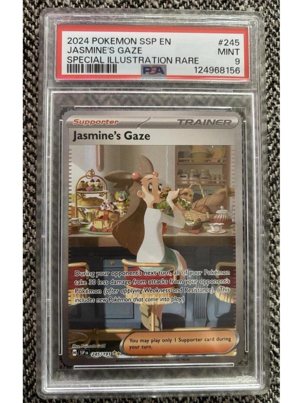 2024 Pokemon Surging Sparks Jasmine's Gaze SIR #245/191 Gem Mint PSA 9